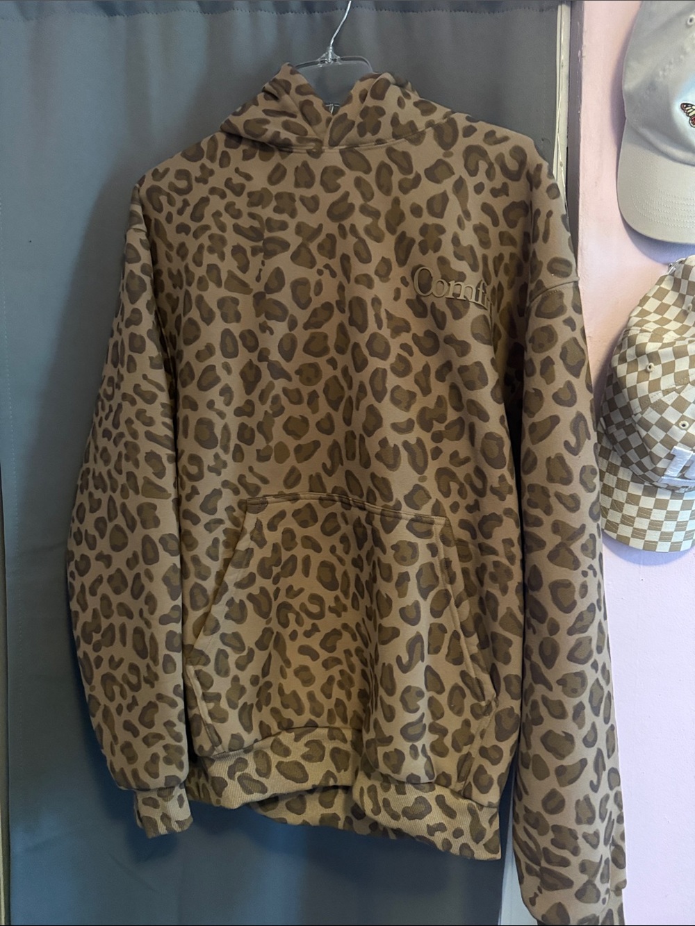 Comfrt Kids Leopard Print Brown Hooded Pullover Jacket